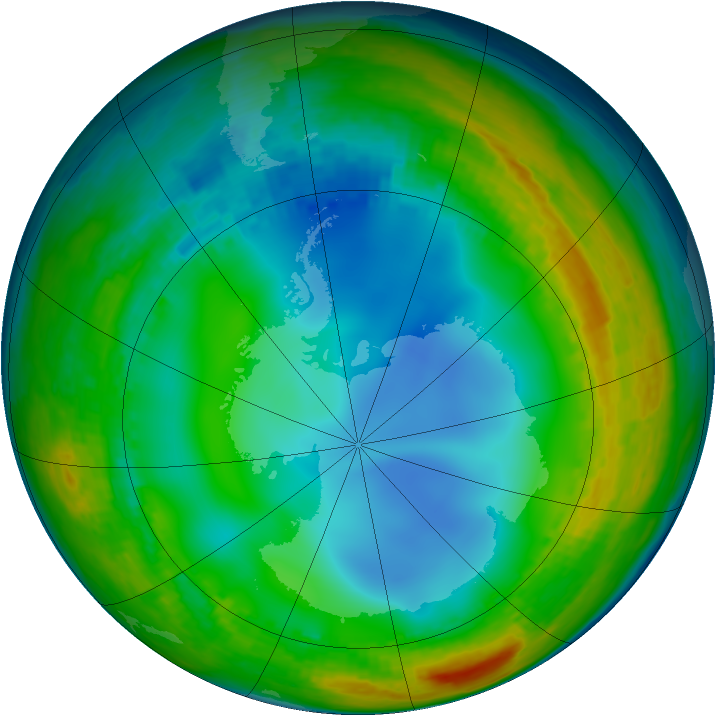 Antarctic ozone map for 11 July 2002